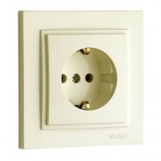 ⚡Розетка с заземлением 10А серии Despina (Mono Electric) Кремовая