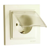 ⚡Розетка с крышкой и заземлением 10А серии Despina (Mono Electric) Кремовая