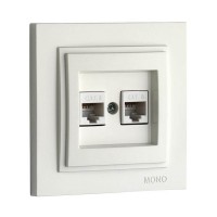 Розетка комп'ютерна + телефонна серії Despina (Mono Electric) Біла