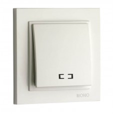 Вимикач одноклавішний з підсвічуванням 10А серії Despina (Mono Electric) Білий