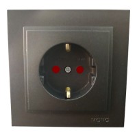 Розетка з заземленням та захисними шторками серії Despina (Mono Electric). Колір Графіт