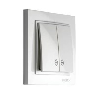 ⚡Выключатель двухклавишный проходной серии Despina (Mono Electric). Цвет Серебро