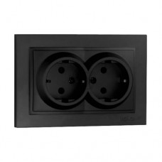 Розетка з заземленням подвійна серії Despina (Mono Electric). Колір Графіт