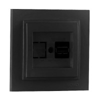 Розетка c USB-зарядкою (5В - 2.4А) серії Despina (Mono Electric). Колір Графіт