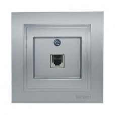 Розетка телефонна Євро (Rj11 623K) серії Despina (Mono Electric). Колір Срібло