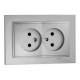 ⚡Розетка без заземления двойная серии Despina (Mono Electric). Цвет Серебро