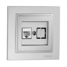 ⚡Розетка компьютерная (Rj45 Cat 6) серии Despina (Mono Electric). Цвет Серебро