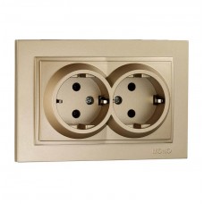 ⚡Розетка с заземлением двойная серии Despina (Mono Electric). Цвет Титан