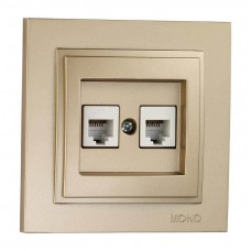 Розетка телефонна Євро подвійна (2xRj11 Cat 3) серії Despina (Mono Electric). Колір Титан