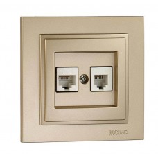 Розетка телефонна + комп'ютерна цифрова (RJ11 + RJ45 Cat3) серії Despina (Mono Electric). Колір Титан