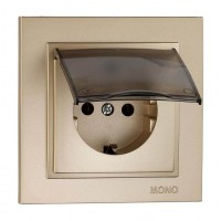 ⚡Розетка с заземлением и крышкой серии Despina (Mono Electric). Цвет Титан