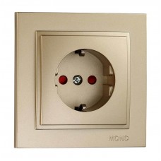 Розетка з заземленням та захисними шторками серії Despina (Mono Electric). Колір Титан