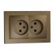⚡Розетка без заземления двойная серии Despina (Mono Electric). Цвет Бронза