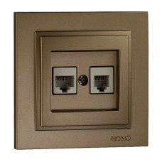 Розетка комп'ютерна подвійна (2xRj45 Cat 6) серії Despina (Mono Electric). Колір Бронза