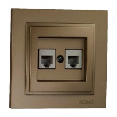 Розетка телефонна Євро подвійна (2xRj11 Cat 3) серії Despina (Mono Electric). Колір Бронза