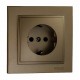 ⚡Розетка с заземлением одинарная серии Despina (Mono Electric). Цвет Бронза
