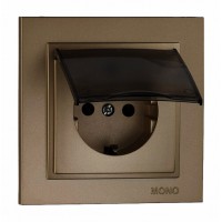 Розетка з заземленням і кришкою серії Despina (Mono Electric). Колір Бронза