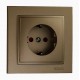 Розетка з заземленням та захисними шторками серії Despina (Mono Electric). Колір Бронза