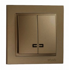 Вимикач двоклавішний з підсвічуванням серії Despina (Mono Electric). Колір Бронза