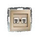 ⚡Механизм двойной телефонной розетки цифровой (RJ11 CAT3A) серии Despina (Mono Electric) Кремовая с панелью