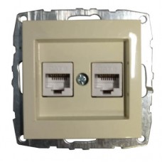 Механизм компьютерной+телефонной розетки серии Despina (Mono Electric) Кремовый с панелью