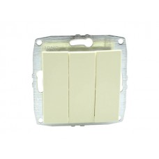 ⚡Механизм выключателя трехклавишный 10А серии Despina (Mono Electric) Крем с клавишей