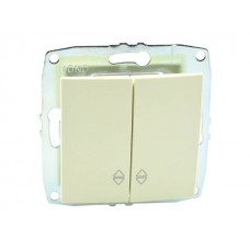 ⚡Механизм выключателя двухклавишные проходного 10А серии Despina (Mono Electric) Крем с клавишей