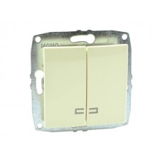 ⚡Механизм выключателя двухклавишный с подсветкой 10А серии Despina (Mono Electric) Крем с клавишей