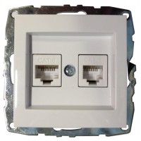 ⚡Механизм компьютерной + телефонной розетки серии Despina (Mono Electric) Белая с панелью