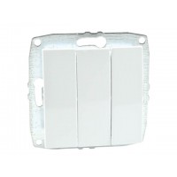 Механізм вимикача трьохклавішного 10А серії Despina (Mono Electric) Білий з клавішею