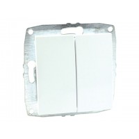 ⚡Механизм выключателя двухклавишный 10А серии Despina (Mono Electric) Белый с клавишей