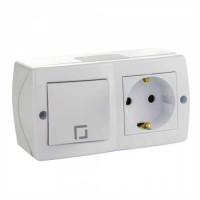 ⚡Выключатель одноклавишный + розетка с заземлением серии Octans (Mono Electric). Цвет Белый