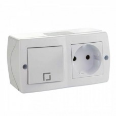 Выключатель одноклавишный + розетка без заземления серии Octans. Цвет Белый