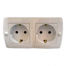 Розетка двойная с заземлением серии Octans. Цвет Белый