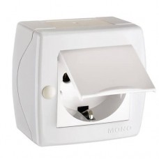 Розетка с крышкой и заземлением серии Octans. Цвет Белый