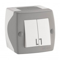 ⚡Выключатель двухклавишный серии Octans (Mono Electric). Цвет Серый
