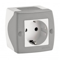 ⚡Розетка с заземлением серии Octans (Mono Electric). Цвет Серый