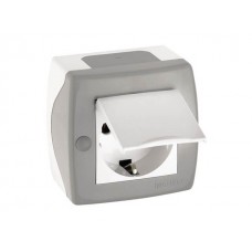 ⚡Розетка с крышкой и заземлением серии Octans (Mono Electric). Цвет Серый