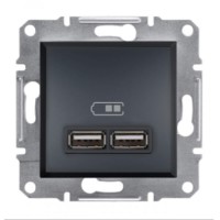⚡USB-розетка Asfora 2.1 A (2 входа) антрацит (EPH2700271) ⚡USB-розетка Asfora 2.1 A (2 входа) антрацит (EPH2700271)