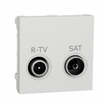 ⚡Розетка R-TV SAT проходная 2 модуля Unica New белая (NU345618)