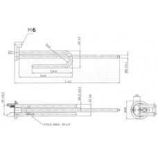 ТЕН 2,5 кВт, фланець, гнутий, під анод М6