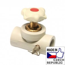 PP-R прохідний вентиль (лівий) з випускним клапаном під PP трубу 40мм, Wavin Ekoplastik, SVEV040LXX