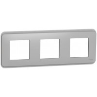 ⚡Рамка 3-х постовая Unica New алюминий (NU400630)