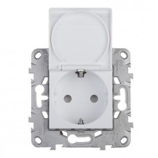 ⚡Розетка з заземленням, зі шторками та кришкою 16А гвинтовий зажим Unica New біла (NU503718TA)